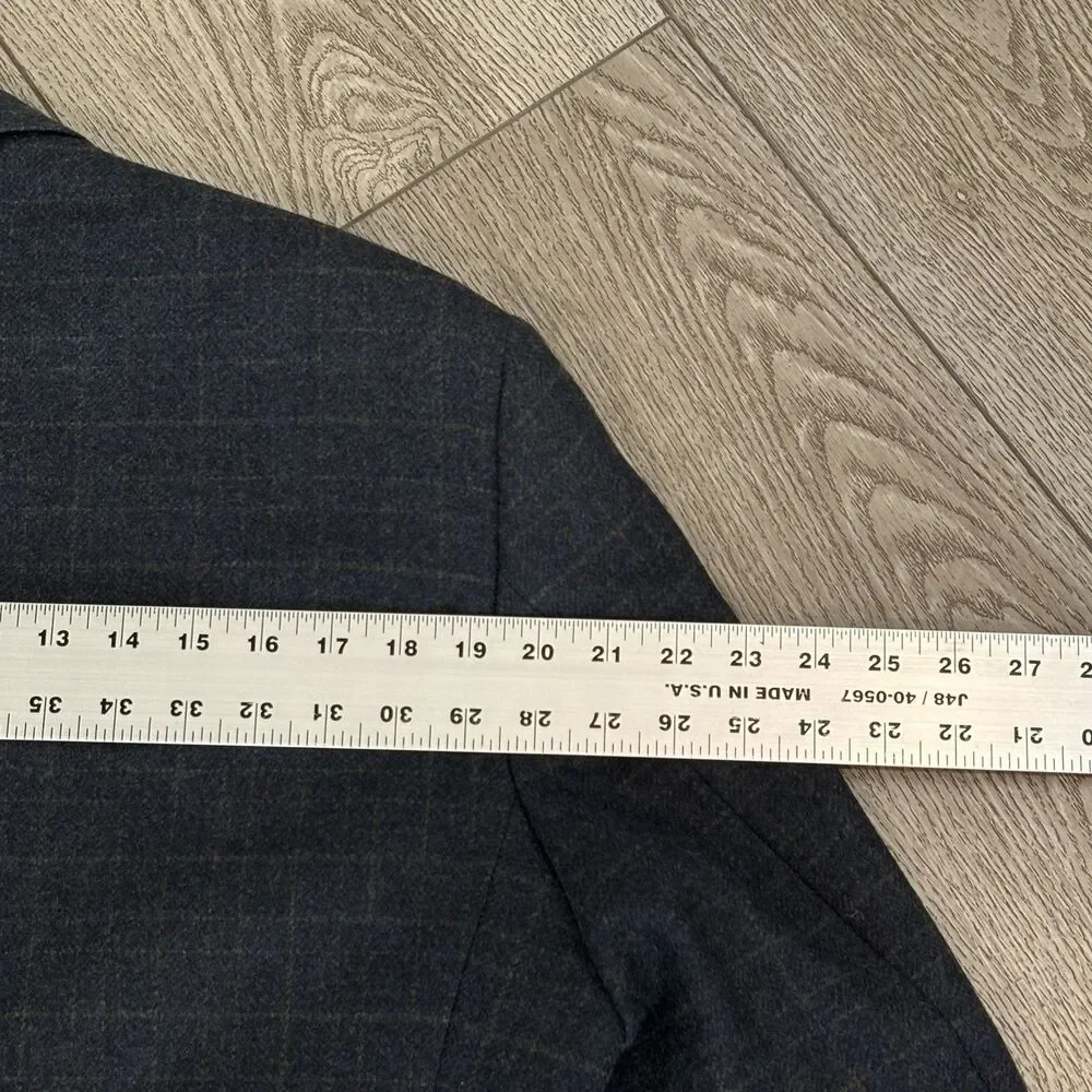 Pronto‎ Uomo Sport Coat 44R Blue Plaid Zegna Italian Wool Cashmere Jacket Blazer